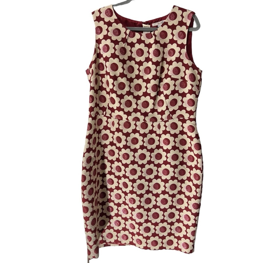 Boden Floral Midi Dress in Red and Cream